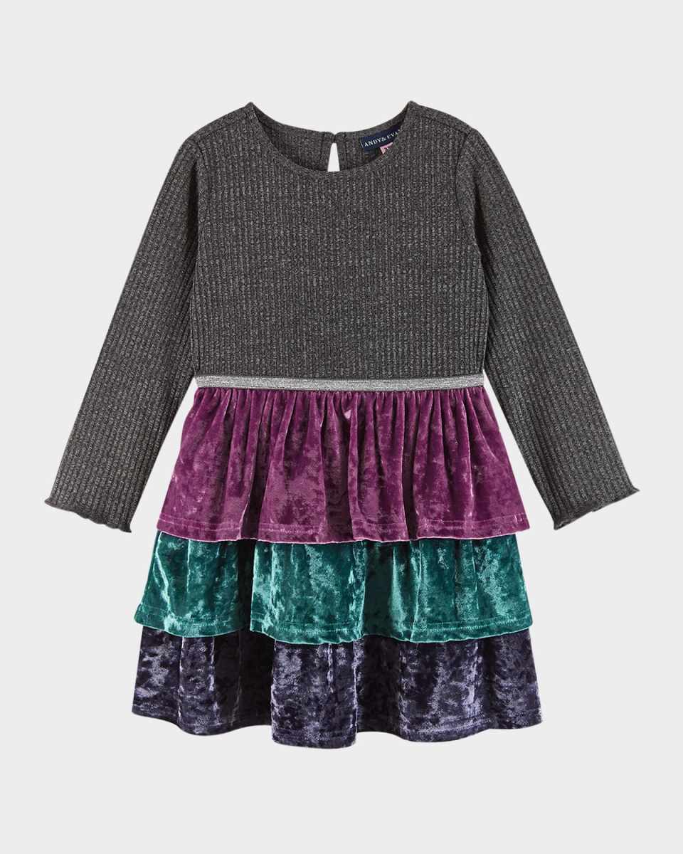 Girl's Combo Multicolored Tiered Dress, Size 2T-6X